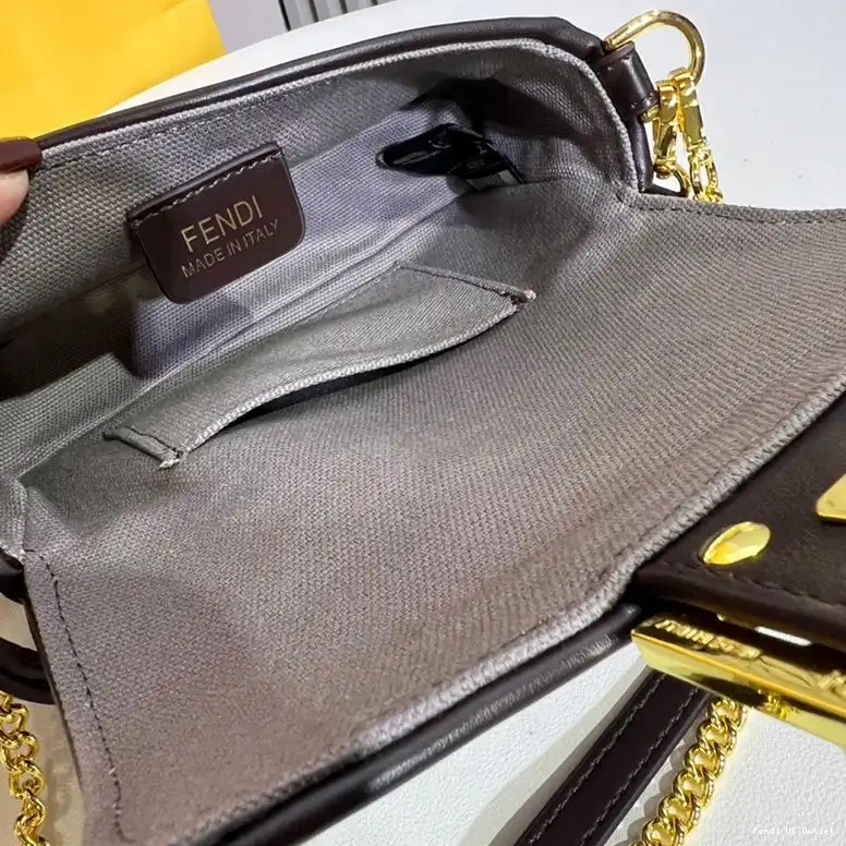 Affordable HOT Mini Fendi Grey In Bag Multi FF Motif Baguette Canvas 0516